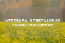 快手购买粉丝网站，快手直播平台上的粉丝经济新趋势亿乐社区低价自营货源站