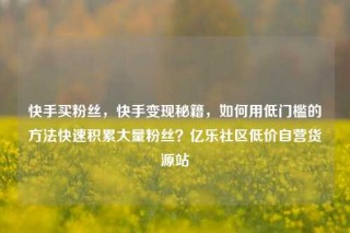 快手买粉丝，快手变现秘籍，如何用低门槛的方法快速积累大量粉丝？亿乐社区低价自营货源站