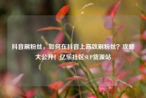抖音刷粉丝，如何在抖音上高效刷粉丝？攻略大公开！亿乐社区SUP货源站