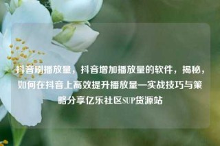 抖音刷播放量，抖音增加播放量的软件，揭秘，如何在抖音上高效提升播放量—实战技巧与策略分享亿乐社区SUP货源站