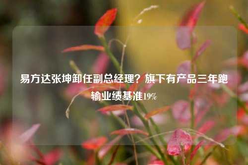 易方达张坤卸任副总经理？旗下有产品三年跑输业绩基准19%  第1张