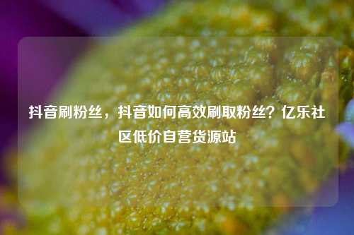 抖音刷粉丝，抖音如何高效刷取粉丝？亿乐社区低价自营货源站  第1张