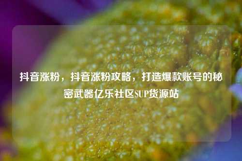 抖音涨粉，抖音涨粉攻略	，打造爆款账号的秘密武器亿乐社区SUP货源站  第1张