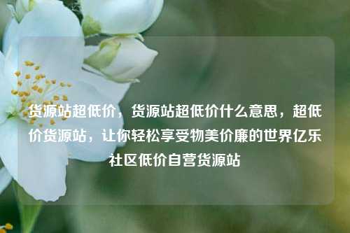 货源站超低价，货源站超低价什么意思，超低价货源站	，让你轻松享受物美价廉的世界亿乐社区低价自营货源站  第1张