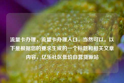 流量卡办理	，流量卡办理入口，当然可以。以下是根据您的要求生成的一个标题和相关文章内容，亿乐社区低价自营货源站  第1张
